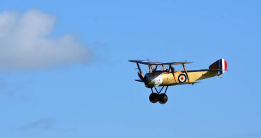 ICKwell, BEDFORDSHIRE, İngiltere - Eylül 06, 2020: Vintage 1916 Sopwith Pup 1..