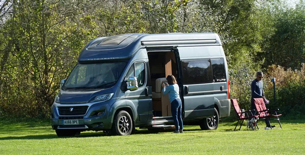 Neots Cambridgeshire Angleterre Octobre 2021 Autotrail Campervan Site Being Packed — Photo