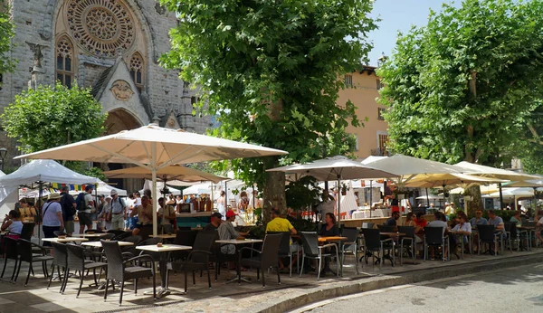 Soller Mallorca Spain June 2022 People Enjoying Cafes Square Soller — Stock fotografie