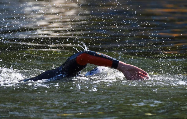 Neots Cambridgeshire England August 2022 Triathlon Swimmer Swimming River — Photo