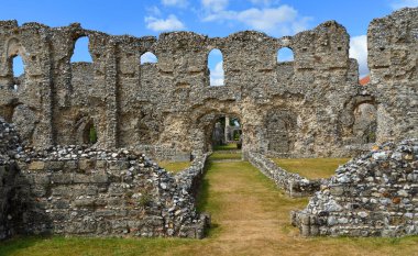 CASTLE ACRE, NORFOLK, ENGLAND - JULY 15, 2022: Ruins of Castle Acre Priory Norfolk.