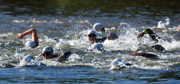 Neots Cambridgeshire England August 2022 Triathlon Swimmers River Ouse Neots — Photo