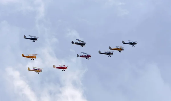 Little Gransden Campbridgeshire England Αυγούστου 2022 Εννέα Tiger Moth Vintage — Φωτογραφία Αρχείου