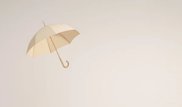 Minimal Idea Floating Beige Umbrella Front Top View Classic Accessory — Stock Photo, Image