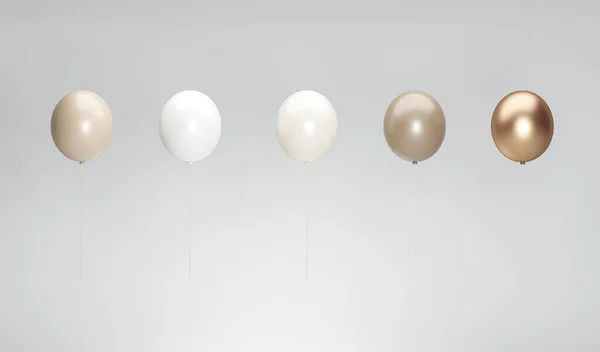 Set Globos Beige Crema Marrón Con Espacio Vacío Para Cumpleaños — Foto de Stock