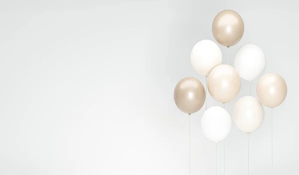 Set Globos Beige Crema Marrón Con Espacio Vacío Para Cumpleaños — Foto de Stock