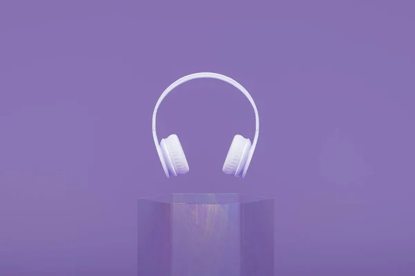 Purple Headphone Isolated Pastel Background Minimal Music Concept Rendering — Stock Photo, Image