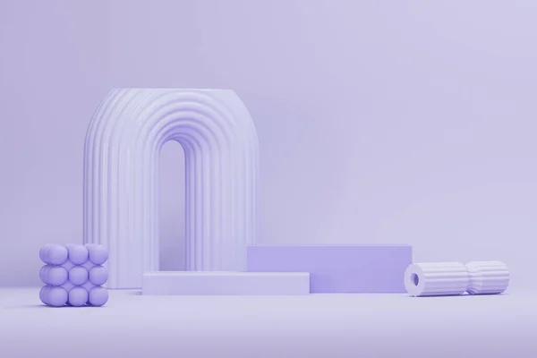 Minimale Szene Mit Podium Und Abstraktem Hintergrund Pastellviolettes Podium Mit — Stockfoto
