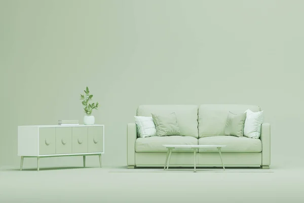 Diseño Interior Creativo Estudio Verde Con Maceta Sillón Fondo Color — Foto de Stock