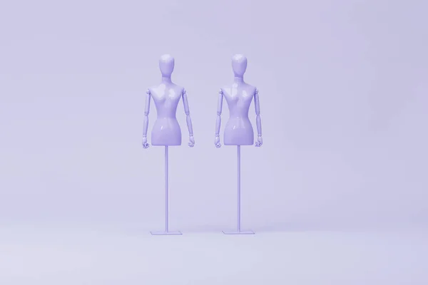 Purple mannequin , clothing mannequin on pastel purple background. Minimal concept idea creative. 3d rendering, store and studio concept