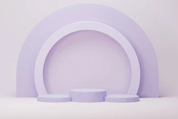 Prezentacja Etapie Prezentacji Produktu Okrągłe Podium Pastelowym Fioletowym Tle Ilustracja — Zdjęcie stockowe