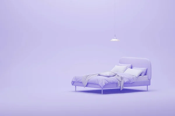 Idée Minimale Pour Chambre Coucher Couleur Pourpre Pastel Avec Des — Photo