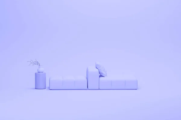 Kreative Inneneinrichtung Lila Studio Mit Pflanzkübel Und Sessel Pastellviolette Farbe — Stockfoto