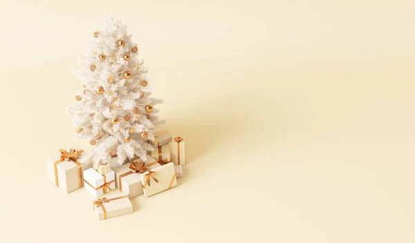 Noel Yeni Yıl Geçmişi Beyaz Çam Ağacı Dekoratif Noel Süsleri — Stok fotoğraf
