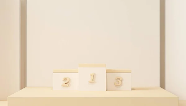 Minimale Scene Met Winnaars Podium Abstracte Achtergrond Beige Pastel Crème — Stockfoto