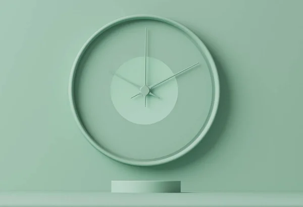 Image Plate Minimaliste Horloge Murale Plastique Sur Fond Bleu Pastel — Photo