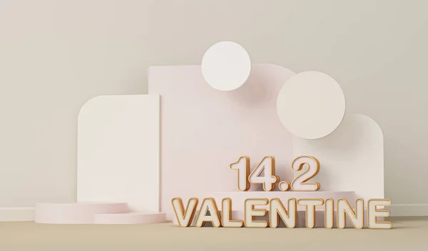 Minimální Pódium Pódiem Pastelovým Pozadím Koncept Valentýna Pár Dní Čísla — Stock fotografie