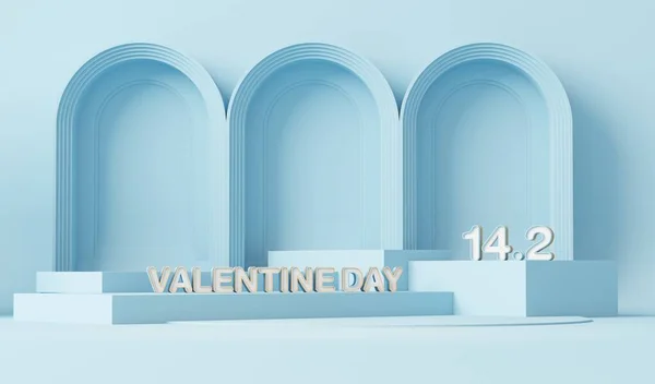 Minimální Pódium Pódiem Pastelovým Pozadím Koncept Valentýna Pár Dní Čísla — Stock fotografie