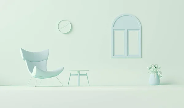 サボテンの家の装飾の最小限の概念は シンプルなモノクロパステルブルーの色でポスターフレームとエレガントなアクセサリーをモックアップします コピースペース付きの明るい背景 ウェブページ プレゼンテーションのための3Dレンダリング — ストック写真