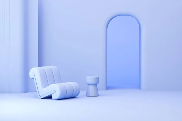 Arredamento Interni Creativo Studio Blu Con Vaso Poltrona Molto Peri — Foto Stock