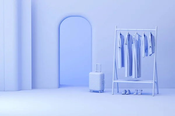 Kreatywny Wystrój Wnętrz Niebieskim Studio Doniczką Fotelem Bardzo Peri Kolor — Zdjęcie stockowe