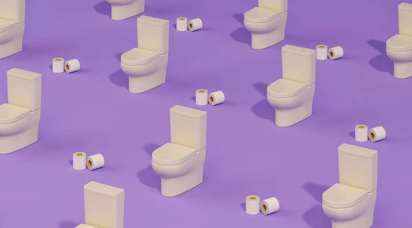 Toilettenschüssel Und Toilettenpapier Auf Pastellviolettem Hintergrund Werbeidee Kreative Komposition Konzept — Stockfoto