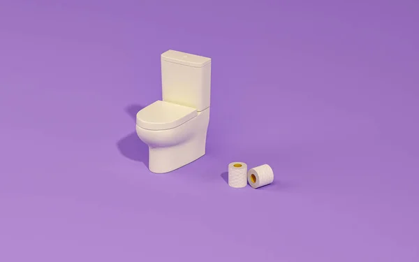Toilettenschüssel Und Toilettenpapier Auf Pastellviolettem Hintergrund Werbeidee Kreative Komposition Konzept — Stockfoto