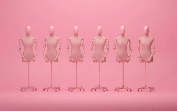 Pink Mannequin Clothing Mannequin Pastel Pink Background Minimal Concept Idea — ストック写真