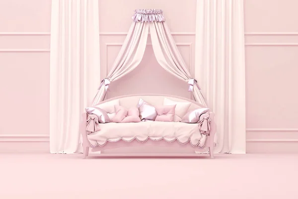 Fairy Tale Princess Room Pink Bedroom Girl Armchair Canopy Rendering — Foto Stock