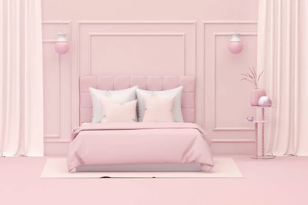 Interior Classic Room Plain Monochrome Pink Color Bed Room Accessories — Stockfoto
