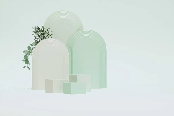 Studio Geometric Objects Advertising Presentations Cosmetics Products Staircase Steps Podium — ストック写真