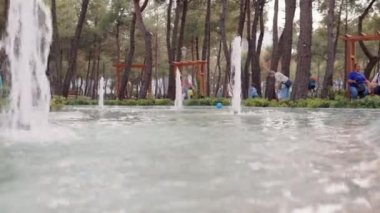 Parktaki çeşme suyu jeti. Yüksek kalite 4k görüntü