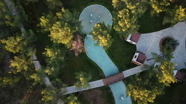 Drone Vista Aérea Para Parque Verde Cidade Imagens Alta Qualidade — Fotografia de Stock