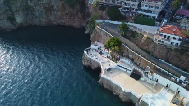 Top Aerial View Island Cliff Antalya Turkey High Quality Footage — Vídeo de Stock
