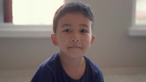 Portrait Cute Preschooler Laugh Till Drop High Quality Footage — Stok Video