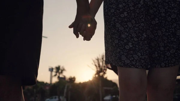 Close View Silhouette Hands Joining Together Sunset Background High Quality — 스톡 사진