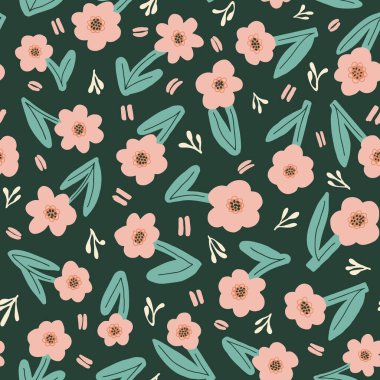 Çiçeksiz taşıyıcı desen, pembe çiçekli bahar arkaplanı.