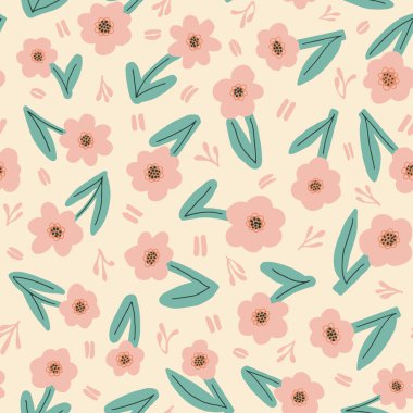 Çiçeksiz taşıyıcı desen, narin çiçeklerle bahar arkaplanı. 
