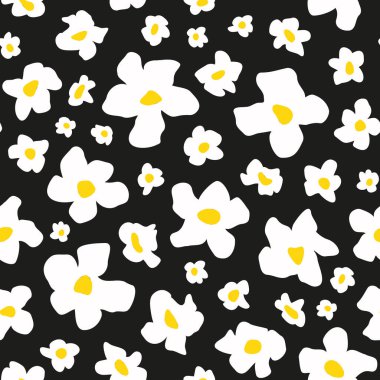 Çiçeksiz taşıyıcı desen, beyaz çiçeklerle bahar arkaplanı.