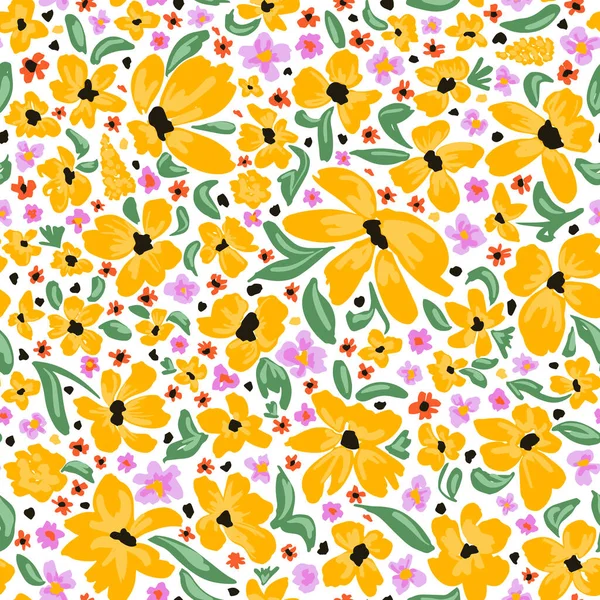 Motif Floral Vectoriel Sans Couture Fond Printemps Avec Des Fleurs — Image vectorielle