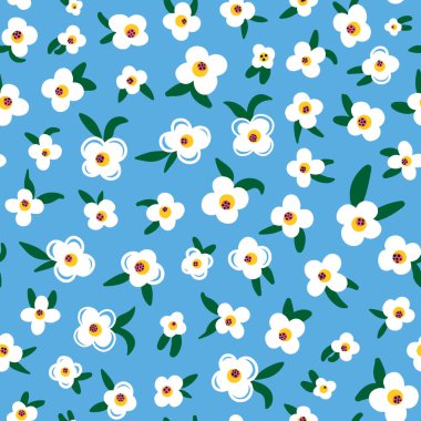 Çiçekli kusursuz desen, vektör illüstrasyonu