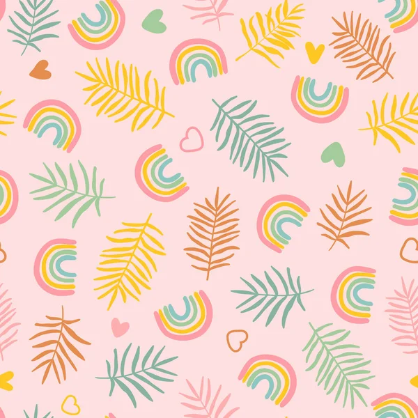 Tropikal yapraklarla kusursuz desen. Vektör illüstrasyonu