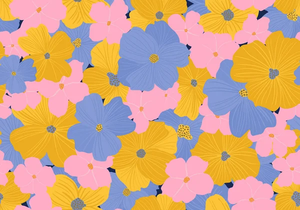 Têtes Fleurs Pétale Motif Répété Sans Couture Imprimé Floral Vectoriel — Image vectorielle