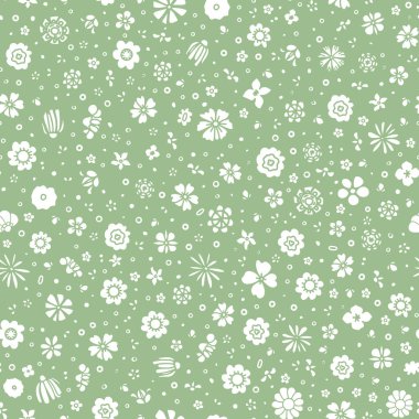 Sevimli çiçek ve yaprakları ile Seamless Modeli