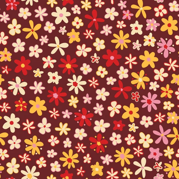 Seamless Pattern Flowers Vector Illustration — Stock Vector