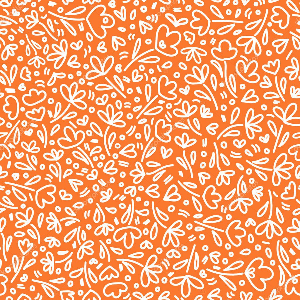 seamless pattern with hand drawn flowers. vector illustration.