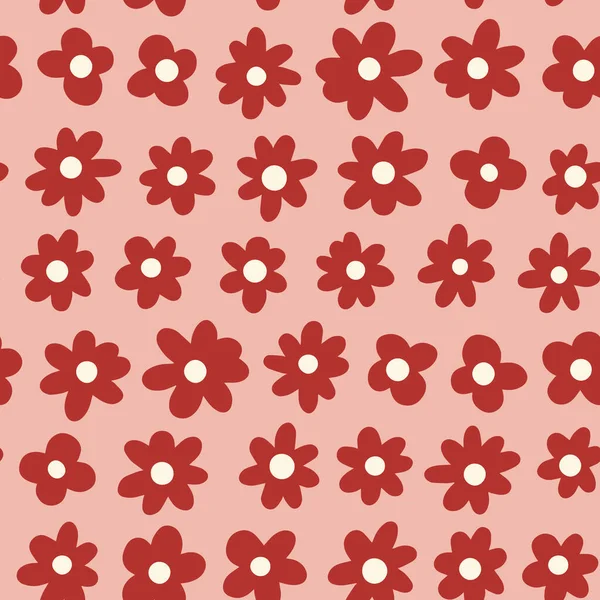 Motif Répétition Sans Couture Floral Rétro Dessiné Main Placé Hasard — Image vectorielle