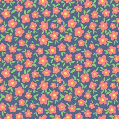 Şirin, küçük çiçek kafalar pürüzsüz tekrar desenli. Rastgele yerleştirilmiş, vektör ditsy papatya retro tüm yüzey baskısı yeşil arka plan üzerinde.