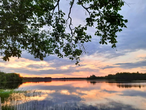 Coucher Soleil Sur Lac Nord — Photo