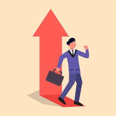 Businessman of success, Arrow finance up. Profit red arrow with people. Vector illustration.
